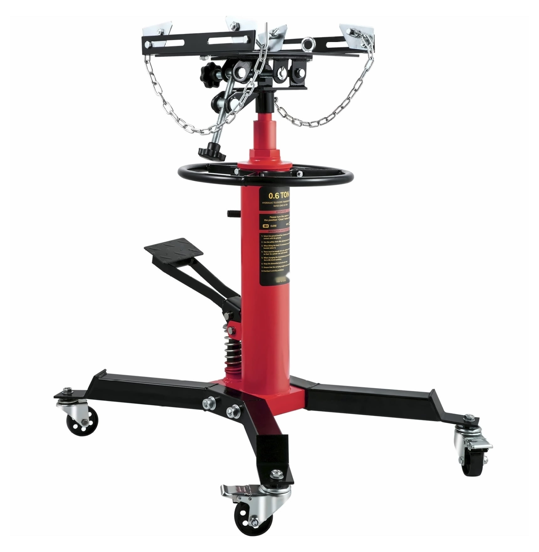 Transmission Jack 3/5 Ton 1322LBS Hydraulic Telescopic Jack, 2-Stage Floor Jack Stand, 360° Swivel Wheel, Red