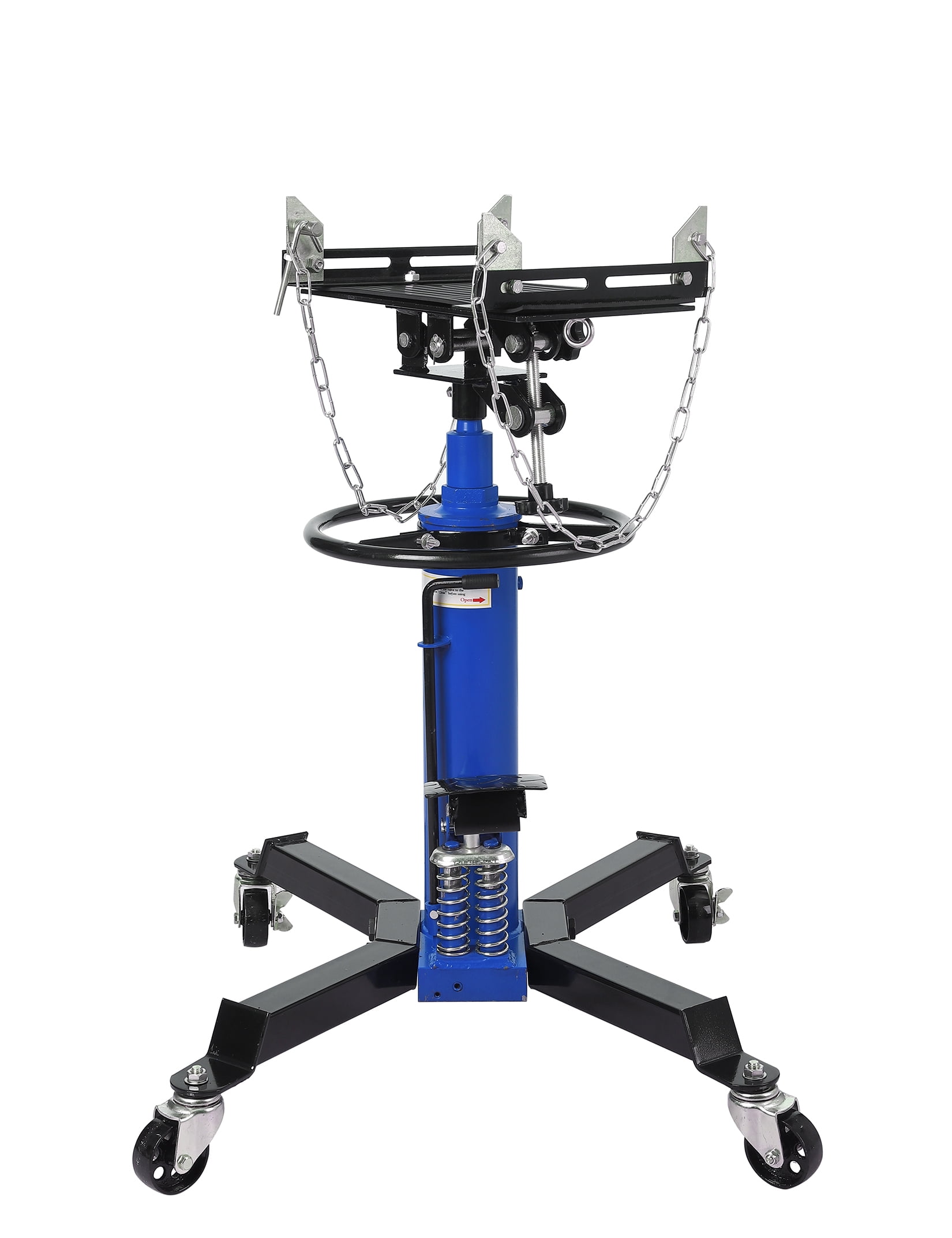 GarveeTech 1 Blue Efficient Transmission Jack - 2-Stage Telescoping Hydraulic Lift, Foot Pedal, 360° Swivel Wheel, Garage Essential