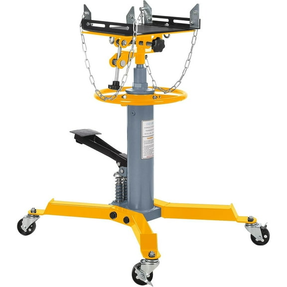 Transmission Jack Lift 1322lbs, Dual-Column Plunger 2-Stage Floor-Standing Transmission Jack 0.6Ton, Hydraulic Telescopic Transmission Jack with Footprint, Height Adjustable