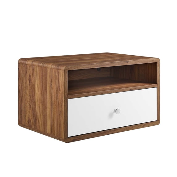 Modway Transmit Wall Mount Nightstand in Walnut White