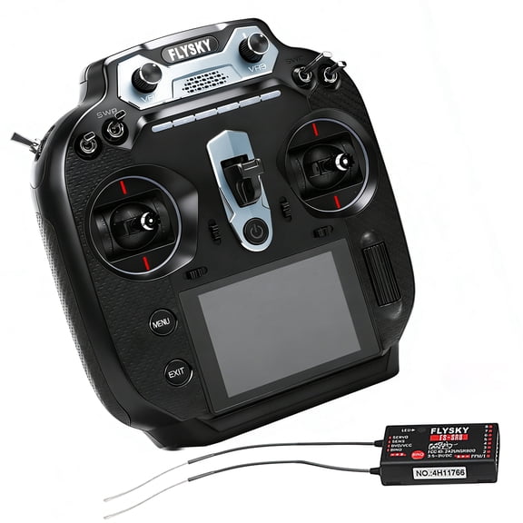 Transmitter 2.4GHz 16CH Radio Transmitter with Receiver 3.5 Inch IPS Screen Remote Controller for RC Car Boat Airplane Left Hand Throttle Black