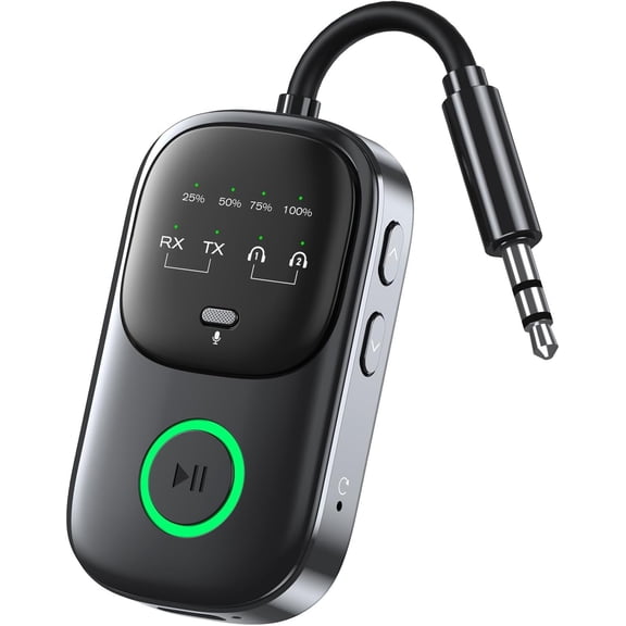 Transmitter Receiver 2-in-1:  Handsfree Mic, TV & Airplane Audio | Connect 2 Headphones | 18-Hr