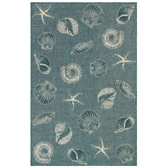 Transocean CRE58841494 Liora Manne Carmel Shells Indoor & Outdoor Rug&#44; Teal - 4 ft. 10 in. x 7 ft. 6 in.