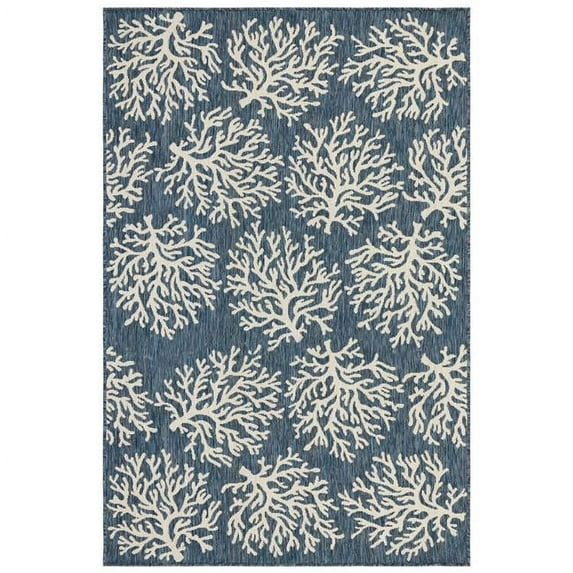 Transocean CRE58844133 Liora Manne Carmel Coral Indoor & Outdoor Rug, Navy - 4 ft. 10 in. x 7 ft. 6 in.