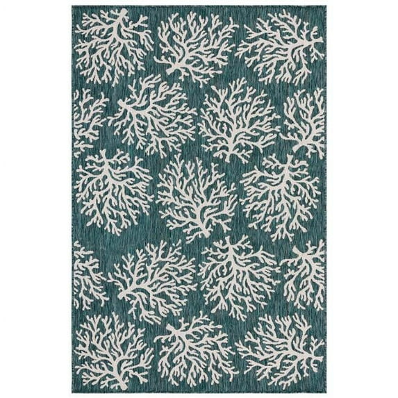 Transocean CRE58844194 Liora Manne Carmel Coral Indoor & Outdoor Rug, Teal - 4 ft. 10 in. x 7 ft. 6 in.