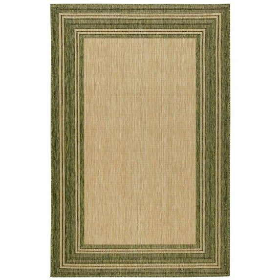 Transocean CRE91842506 Liora Manne Carmel Multi Border Indoor & Outdoor Rug, Green - 8 ft. 10 in. x 11 ft. 9 in.