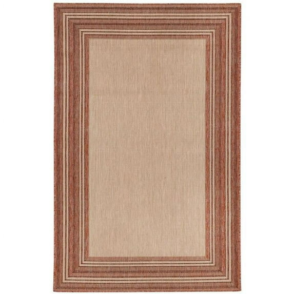 Transocean CRE91842524 Liora Manne Carmel Multi Border Indoor & Outdoor Rug, Red - 8 ft. 10 in. x 11 ft. 9 in.