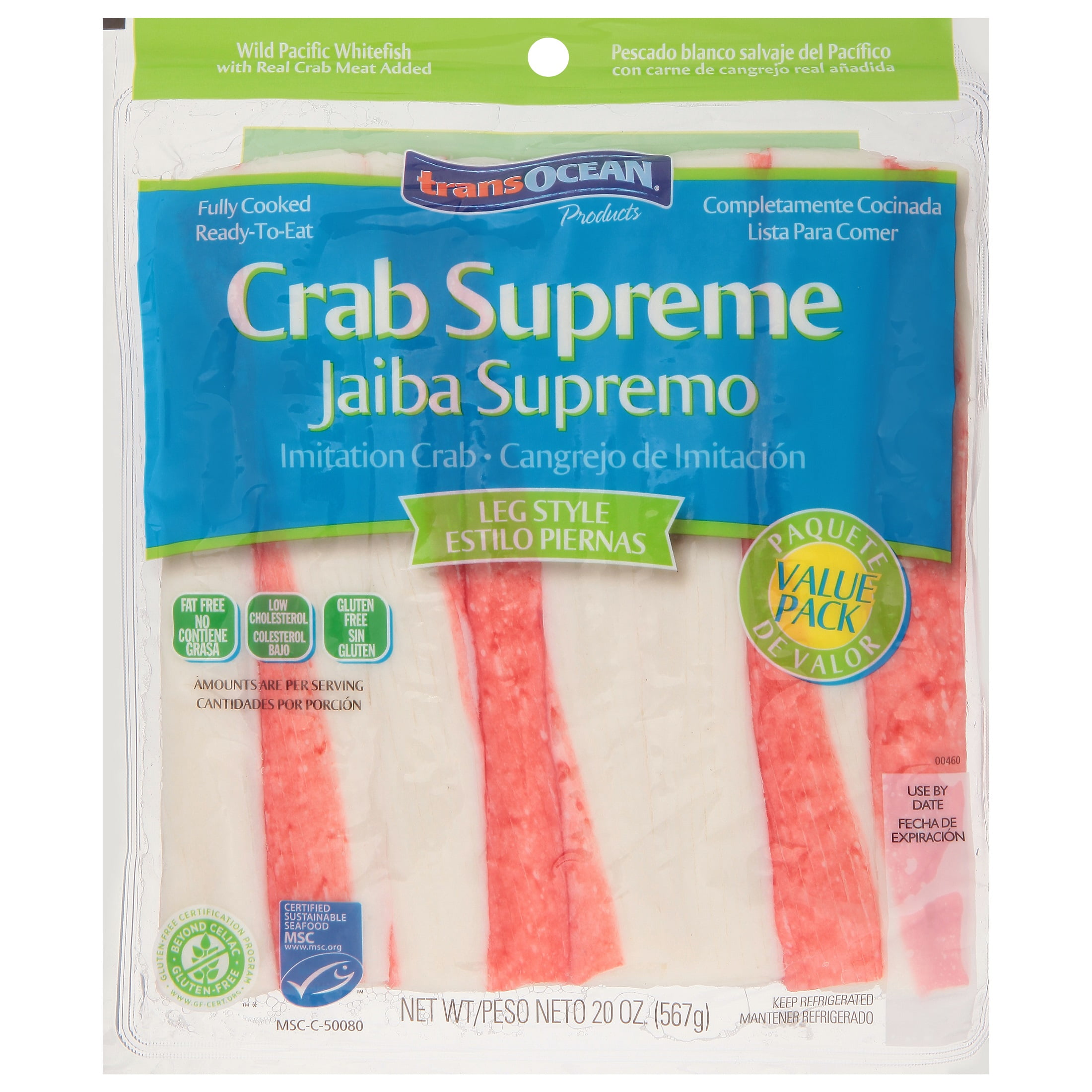 Transocean Crab Supreme, Leg Style Imitation Crab, 1 20 oz Medium