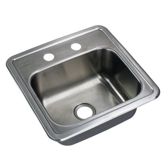 Transolid STSB15156-2 Select 15-in x 15-in x 6-in Single Basin Drop-in Stainless Steel Bar Sink with 2 Faucet Holes