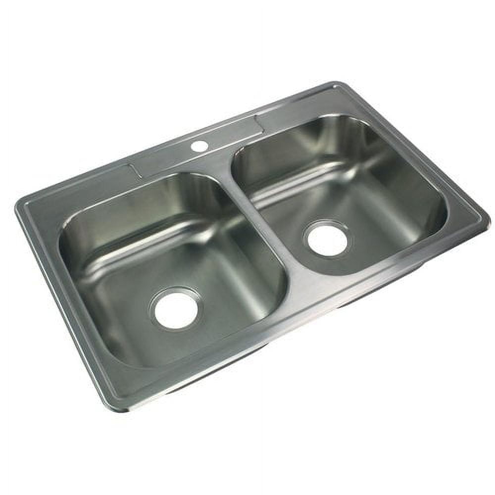 33'' Brushed Stainless Steel Double Bowl Drop-In Kitchen Sink