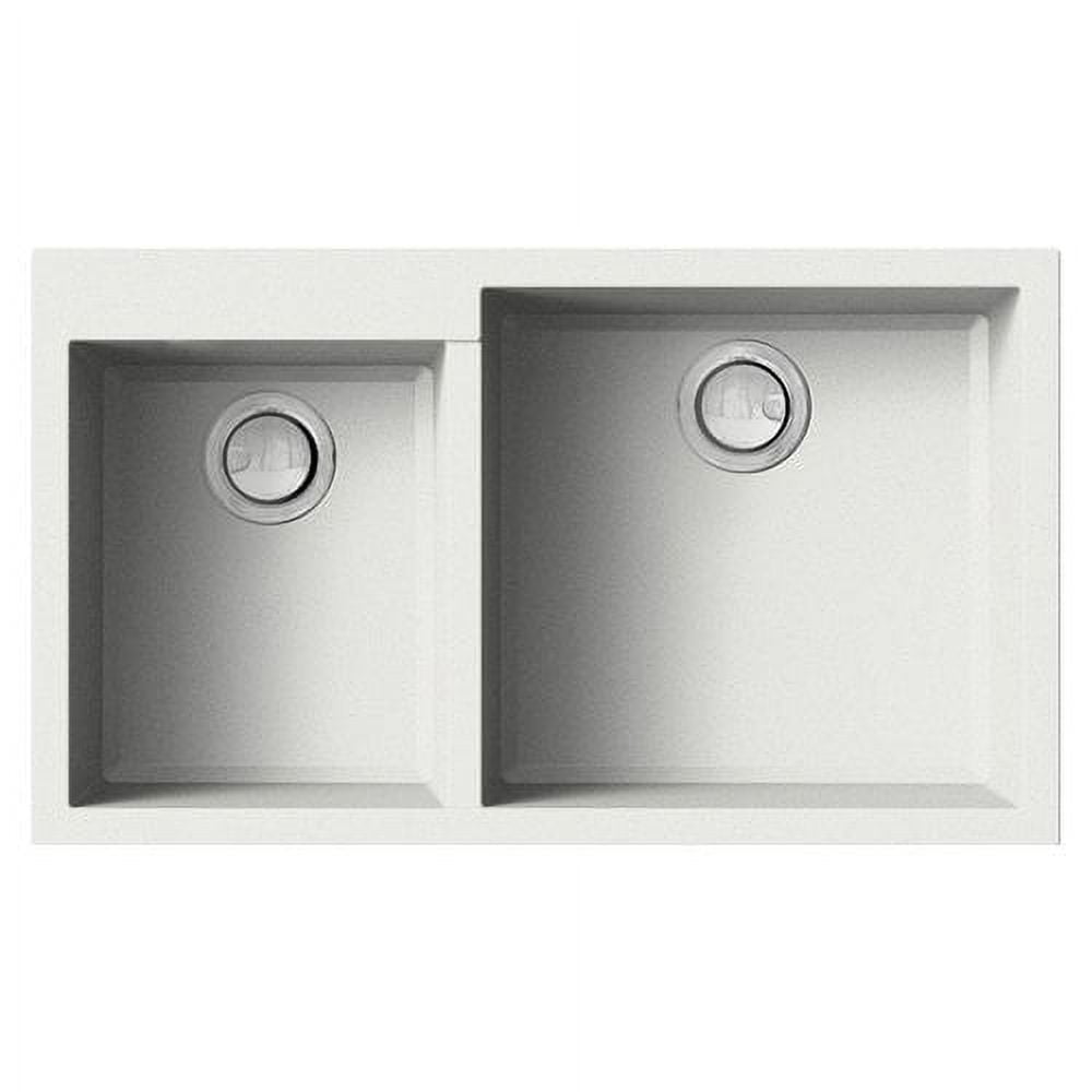 White Granite Composite Double Basin Undermount Kitchen Sink