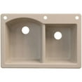 thumbnail image 1 of Transolid Aversa 33in x 22in silQ Granite Drop-in Double Bowl Kitchen Sink with 3 BAE Faucet Holes, In Cafe Latte, 1 of 4