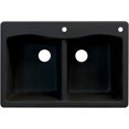 thumbnail image 1 of Transolid Aversa 33in x 22in silQ Granite Drop-in Double Bowl Kitchen Sink with 2 CE Faucet Holes, in Black, 1 of 4