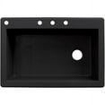 thumbnail image 1 of Transolid Radius 33in x 22in silQ Granite Drop-in Single Bowl Kitchen Sink with 4 CABD Faucet Holes, In Black, 1 of 4