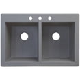 thumbnail image 1 of Transolid Radius 33in x 22in silQ Granite Drop-in Double Bowl Kitchen Sink with 3 CBD Faucet Holes, In Grey, 1 of 4
