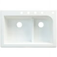 thumbnail image 1 of Transolid Radius 33in x 22in silQ Granite Drop-in Double Bowl Kitchen Sink with 5 CBDEF Faucet Holes, In White, 1 of 4
