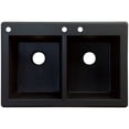 thumbnail image 1 of Transolid Radius 33in x 22in silQ Granite Drop-in Double Bowl Kitchen Sink with 3 CAD Faucet Holes, In Black, 1 of 4