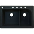 thumbnail image 1 of Transolid Radius 33in x 22in silQ Granite Drop-in Double Bowl Kitchen Sink with 5 CABDE Faucet Holes, In Black, 1 of 4