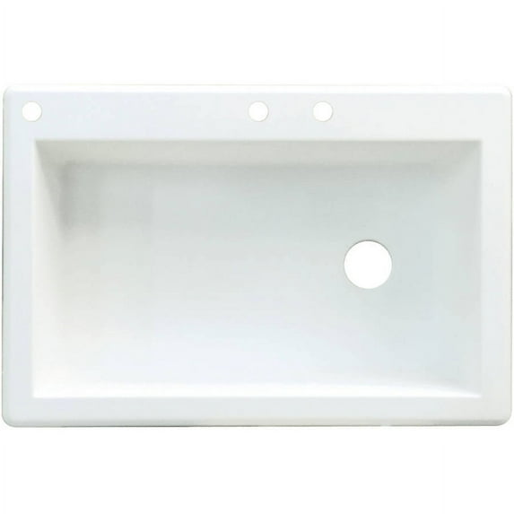 Transolid Radius 33in x 22in silQ Granite Drop-in Single Bowl Kitchen Sink with 3 CAD Faucet Holes, In White