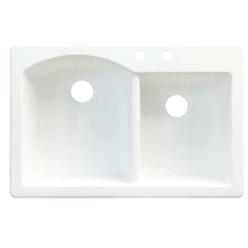 Transolid Aversa 33in x 22in silQ Granite Drop-in Double Bowl Kitchen Sink with 2 BC Faucet Holes, In Espresso