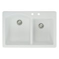 thumbnail image 1 of Transolid Aversa 33in x 22in silQ Granite Drop-in Double Bowl Kitchen Sink with 2 BC Faucet Holes, In White, 1 of 4