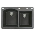 thumbnail image 1 of Transolid Aversa 33in x 22in silQ Granite Drop-in Double Bowl Kitchen Sink with 4 BADE Faucet Holes, In Black, 1 of 4