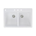 thumbnail image 1 of Transolid Aversa 33in x 22in silQ Granite Drop-in Double Bowl Kitchen Sink with 4 CABD Faucet Holes, In White, 1 of 4