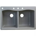 thumbnail image 1 of Transolid Aversa 33in x 22in silQ Granite Drop-in Double Bowl Kitchen Sink with 4 CABD Faucet Holes, in Grey, 1 of 4