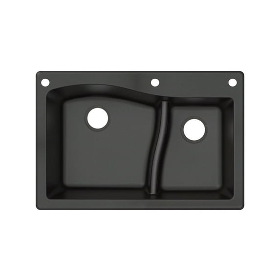 Transolid Aversa SilQ Granite 33-in. Drop-in Kitchen Sink with 3 BAE Faucet Holes in Black