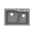 thumbnail image 1 of Transolid Aversa SilQ Granite 33-in. Drop-in Kitchen Sink with 3 BDE Faucet Holes in Grey, 1 of 7