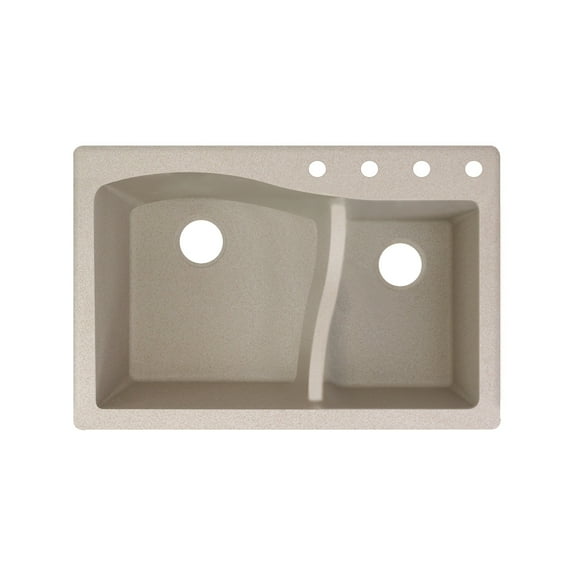 Transolid Aversa SilQ Granite 33-in. Drop-in Kitchen Sink with 4 BCDE Faucet Holes in Cafe Latte