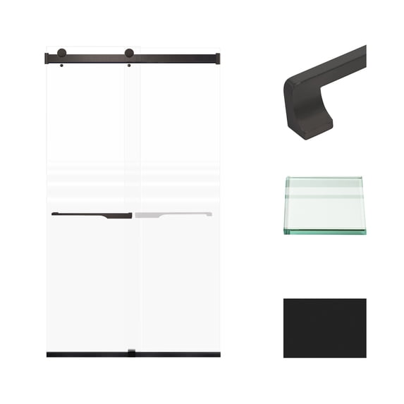 Transolid BRP488008F-J-MB 80" High X 48" Wide Bypass Frameless Shower Door - Black