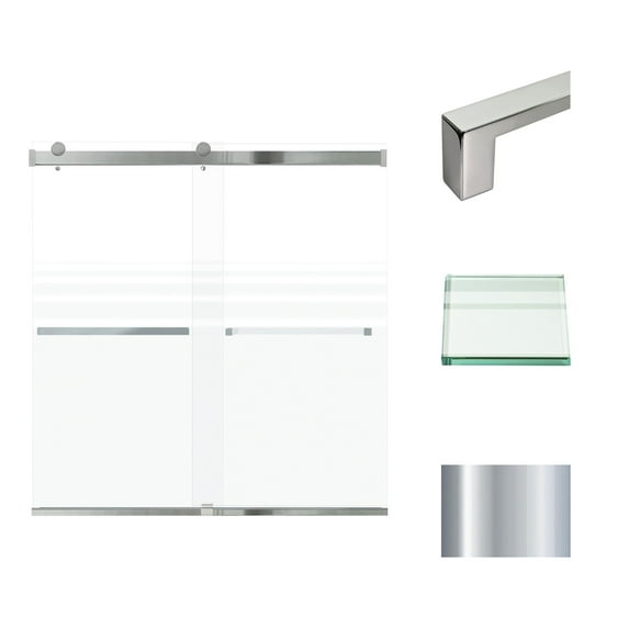 Transolid Brp606208f-S 62" High X 60" Wide Bypass Frameless Shower Door - Chrome