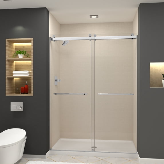 Transolid BYPT608010C-BP-PC 80" High X 60" Wide Bypass Frameless Shower Door - Chrome