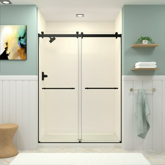 Transolid Bypt608010c-Bk Brooklyn 80" High X 60" Wide Bypass Frameless Shower Door - Black