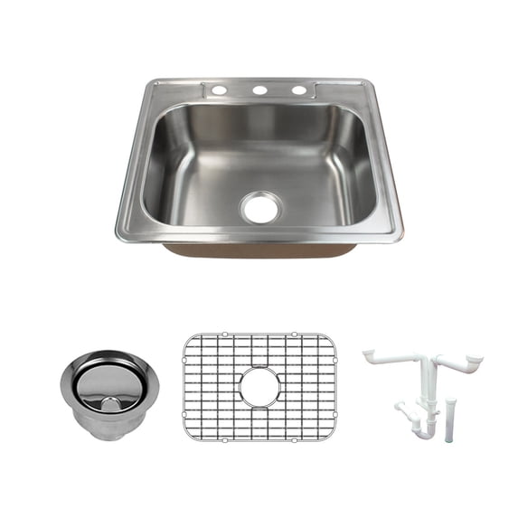 Transolid K-Ctsb25228-3 Classic 25" Drop In Single Basin Stainless Steel Kitchen Sink -