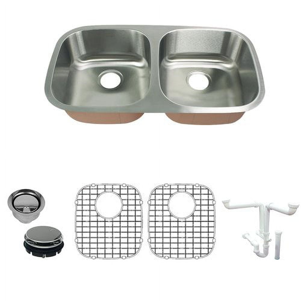 Classic 32'' Double Bowl Brushed Stainless Steel Undermount Kitchen Sink