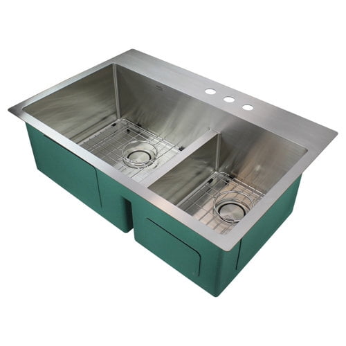 Transolid Diamond 33'' x 22'' Double Basin Dual Mount Kitchen Sink