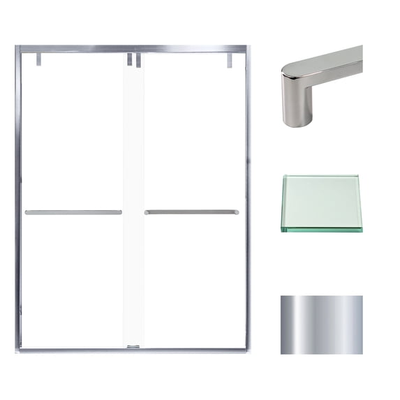 Transolid EBPT608010C-R-PC 80" High X 60" Wide Bypass Frameless Shower Door - Chrome