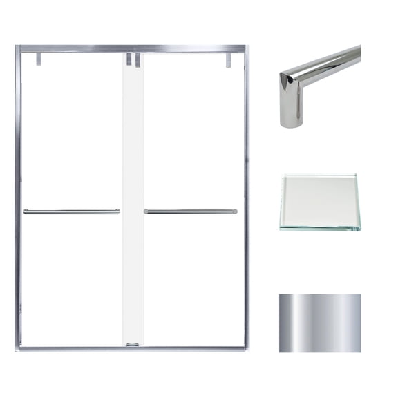 Transolid Ebpt608010l-T 80" High X 60" Wide Bypass Frameless Shower Door - Chrome