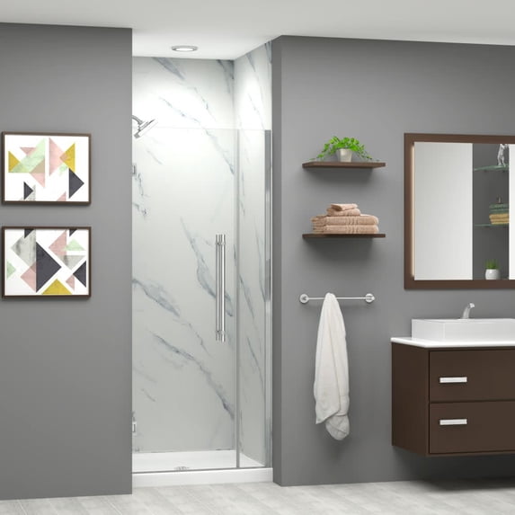 Transolid Ehtb32267610c-Bk Elizabeth 76" High X 32" Wide Hinged Semi Frameless Shower Door