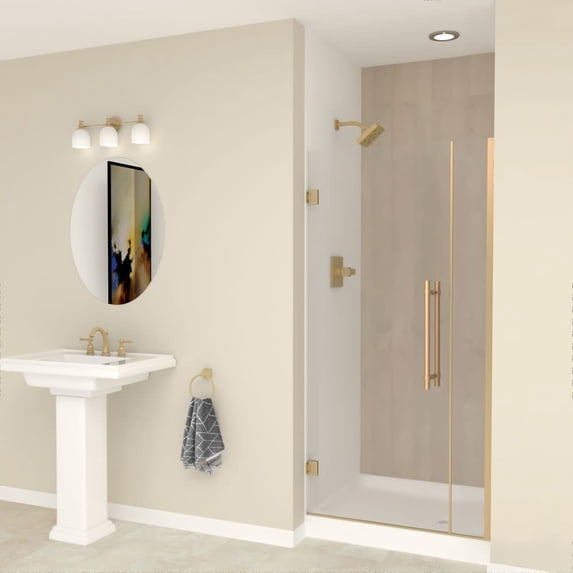 Transolid Ehtb335277610c-Bk Elizabeth 76" High X 33-1/2" Wide Hinged Semi Frameless Shower