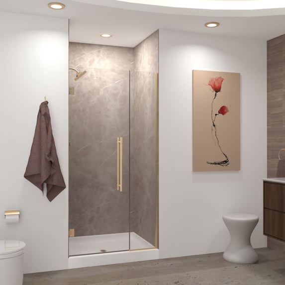 Transolid Ehtb445267610c-Bk Elizabeth 76" High X 44-1/2" Wide Hinged Semi Frameless Shower