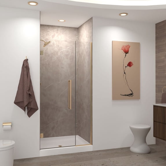Transolid Ehtb445267610c-T Elizabeth 76" High X 44-1/2" Wide Hinged Semi Frameless Shower