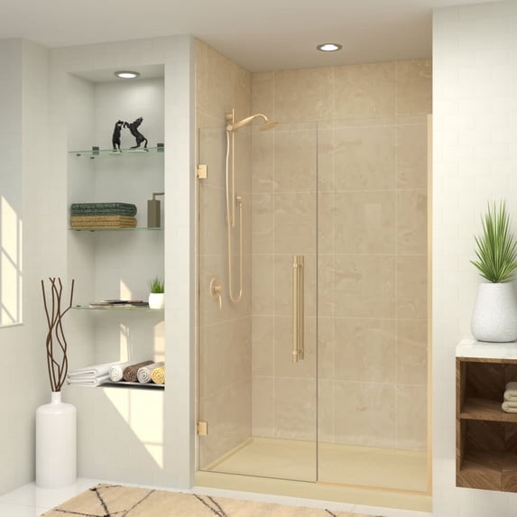 Transolid Ehtb535297610c-Bk Elizabeth 76" High X 53-1/2" Wide Hinged Semi Frameless Shower