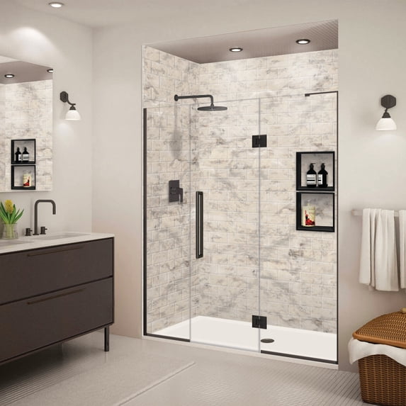 Transolid EHTF665247610C-T-MB Elizabeth 76" High X 66-1/2" Wide Hinged Semi Frameless