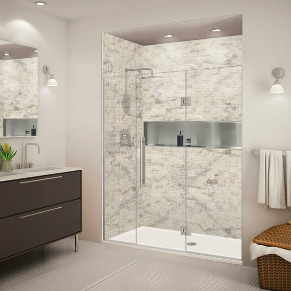 Transolid Ehtf67257610c-Bk Elizabeth 76" High X 67" Wide Hinged Semi Frameless Shower Door
