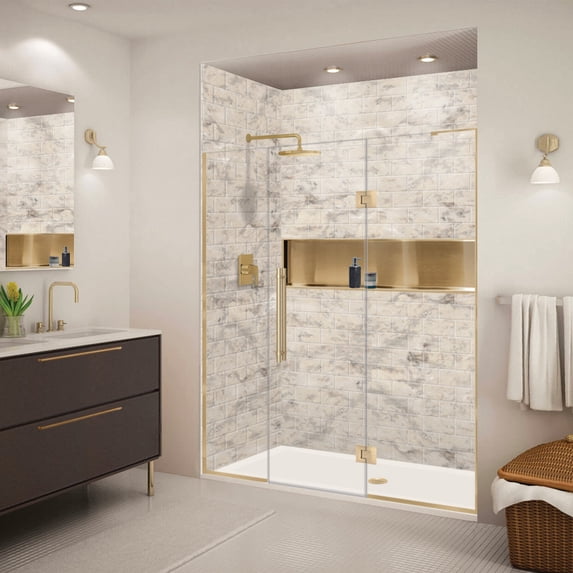 Transolid Ehtf69277610c-Bk Elizabeth 76" High X 69" Wide Hinged Semi Frameless Shower Door