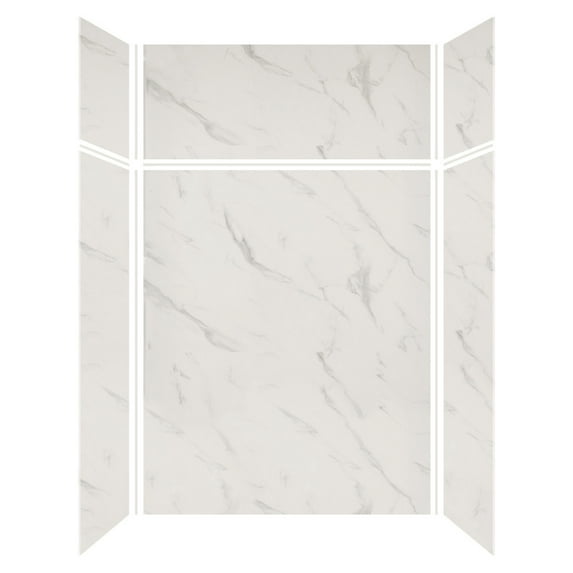 Transolid Expressions 36" X 60" X 96" 6-Piece Tub/Shower Wall Kit with Extension Kit, Bianca
