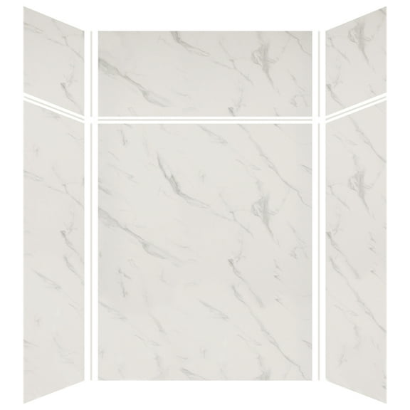 Transolid Expressions 48" X 60" X 96" 6-Piece Tub/Shower Wall Kit with Extension Kit, Bianca